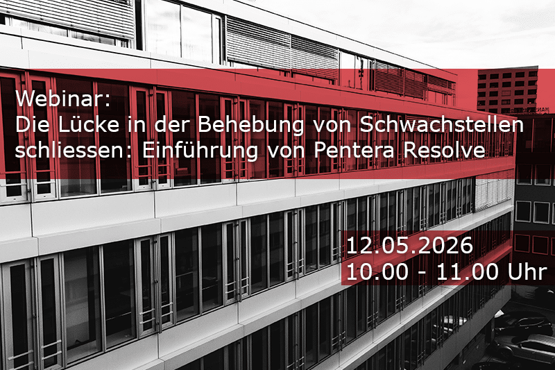 Gehen Sie über das reine Erkennen von Risiken hinaus und beheben Sie Schwachstellen tatsächlich.

Pentera hat die Sicherheitsvalidierung revolutioniert, indem reale Angriffe sicher emuliert werden. Pentera Resolve geht noch einen Schritt weiter und bringt automatisierte, KI-gestützte Behebung direkt in dieselbe Plattform. So können Sie Schwachstellen in einem nahtlosen Workflow validieren und beheben.

Erfahren Sie, wie Pentera Resolve:
● Den manuellen Aufwand halbiert, indem Zuweisung und Nachverfolgung von Tickets automatisiert werden
● Mithilfe von KI Findings dedupliziert und gruppiert, um die Anzahl der Tickets zu reduzieren
● Sich in Ihre bestehenden Tools integriert, um die Behebung zu optimieren und die Einhaltung von SLAs zu verfolgen
● Prüfungsfertige Nachweise liefert, um die Risikoreduktion zu belegen

Datum: 12.05.2026
Zeit:

Referenten:

In unserem kommenden Webinar stellen wir Pentera Resolve vor und zeigen, wie Sicherheitsteams die Lücke zwischen validiertem Risiko und tatsächlicher Behebung schliessen – ohne zusätzliche Tickets, Tools oder Prozessaufwand zu schaffen.

👉 Nehmen Sie teil und erfahren Sie, wie Pentera Resolve Findings, Kontext, Zuständigkeiten und Revalidierung in einem einzigen Workflow vereint, sodass Teams schneller und mit mehr Vertrauen vom Erkenntnisgewinn zur Umsetzung gelangen.

Jetzt anmelden

Keine Zeit für die Live-Teilnahme? Melden Sie sich trotzdem an – wir senden Ihnen die Aufzeichnung, damit Sie sie jederzeit ansehen können.
